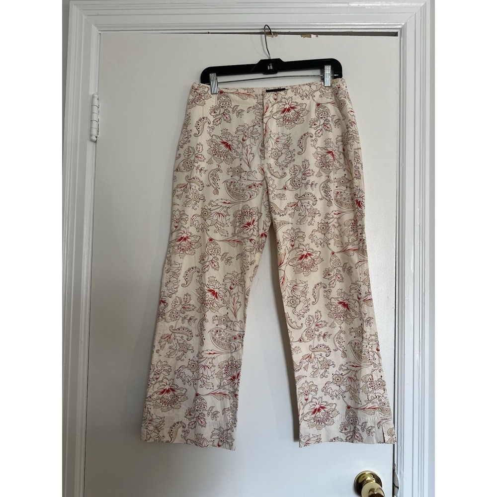 VTG Womyn Women's Sz: 6 Lightweight Paisley Cropped Wide Leg Flat Front Pant.